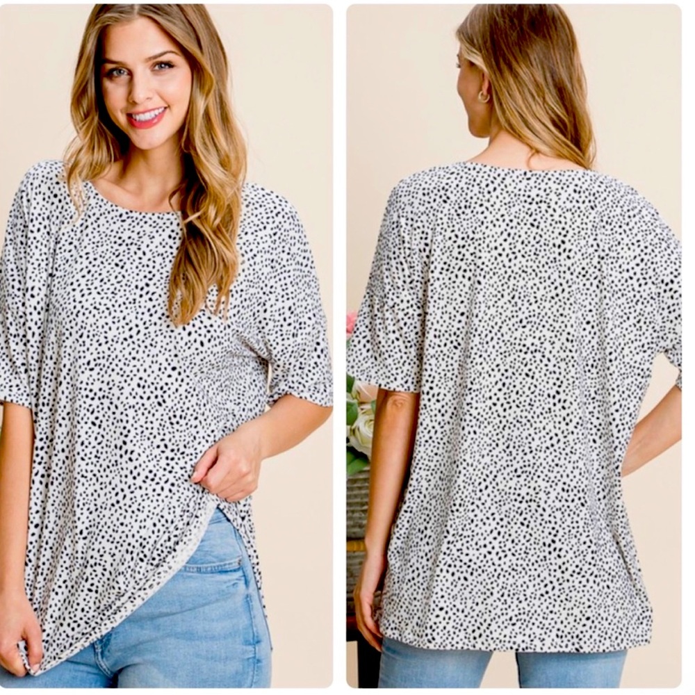 Leopard top with drop shoulder design